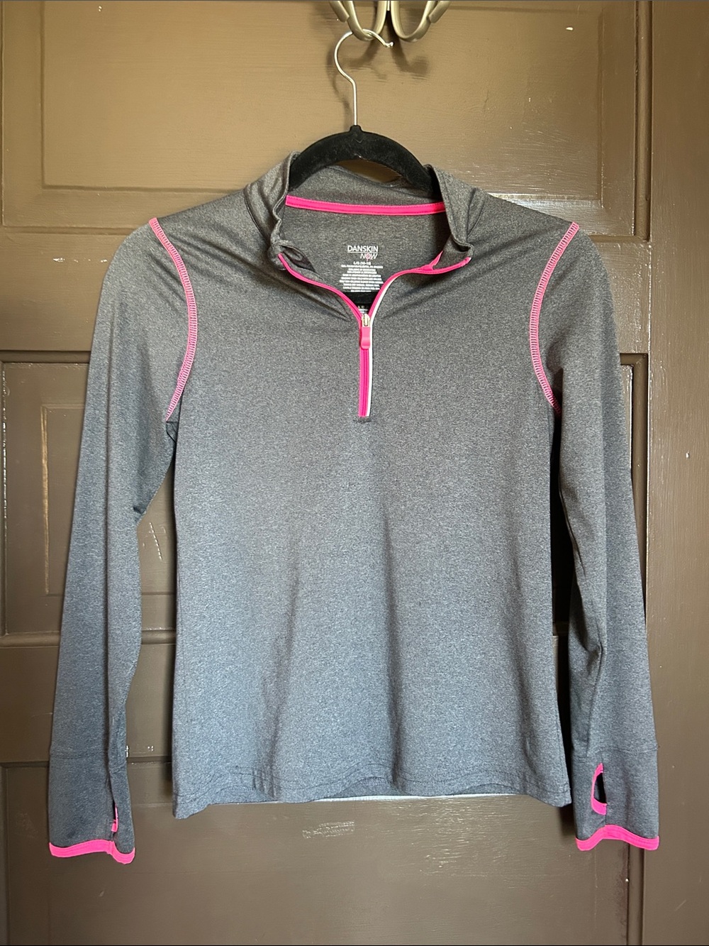 Danskin Charcoal Gray Half-Zip Top with Hot Pink Trim